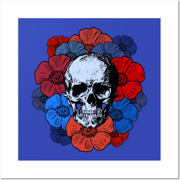 Skull and Flowers Wall Art by LefTEE Designs